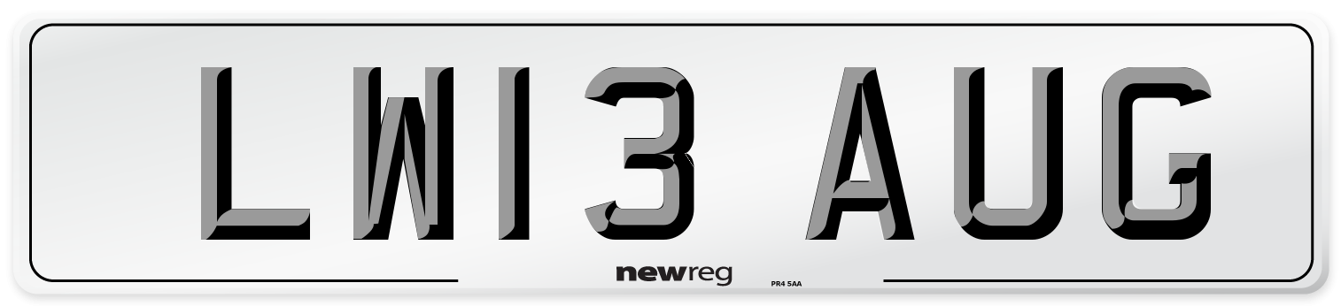 LW13 AUG Number Plate from New Reg